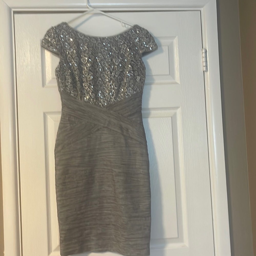 Emma Street Couture silver sequi dress. Stylish, stunning, dry cleaned